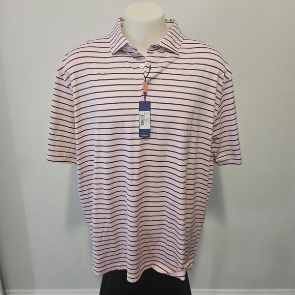 Stitch Golf Performance Short Sleeve Polo Shirt Pink Canal Striped  Size XXL - Picture 1 of 9
